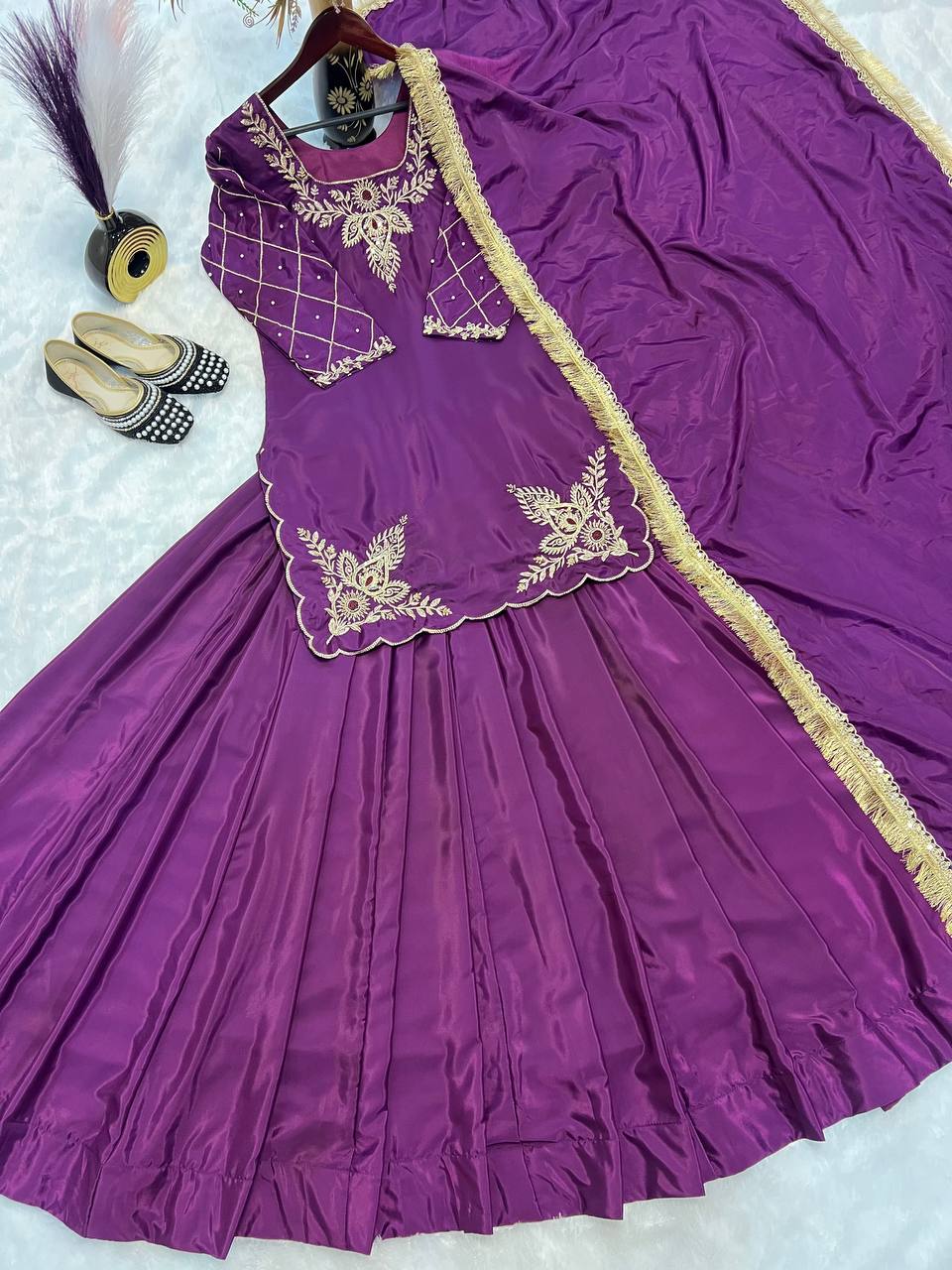 Deep Maroon Heritage Flared Silhouette